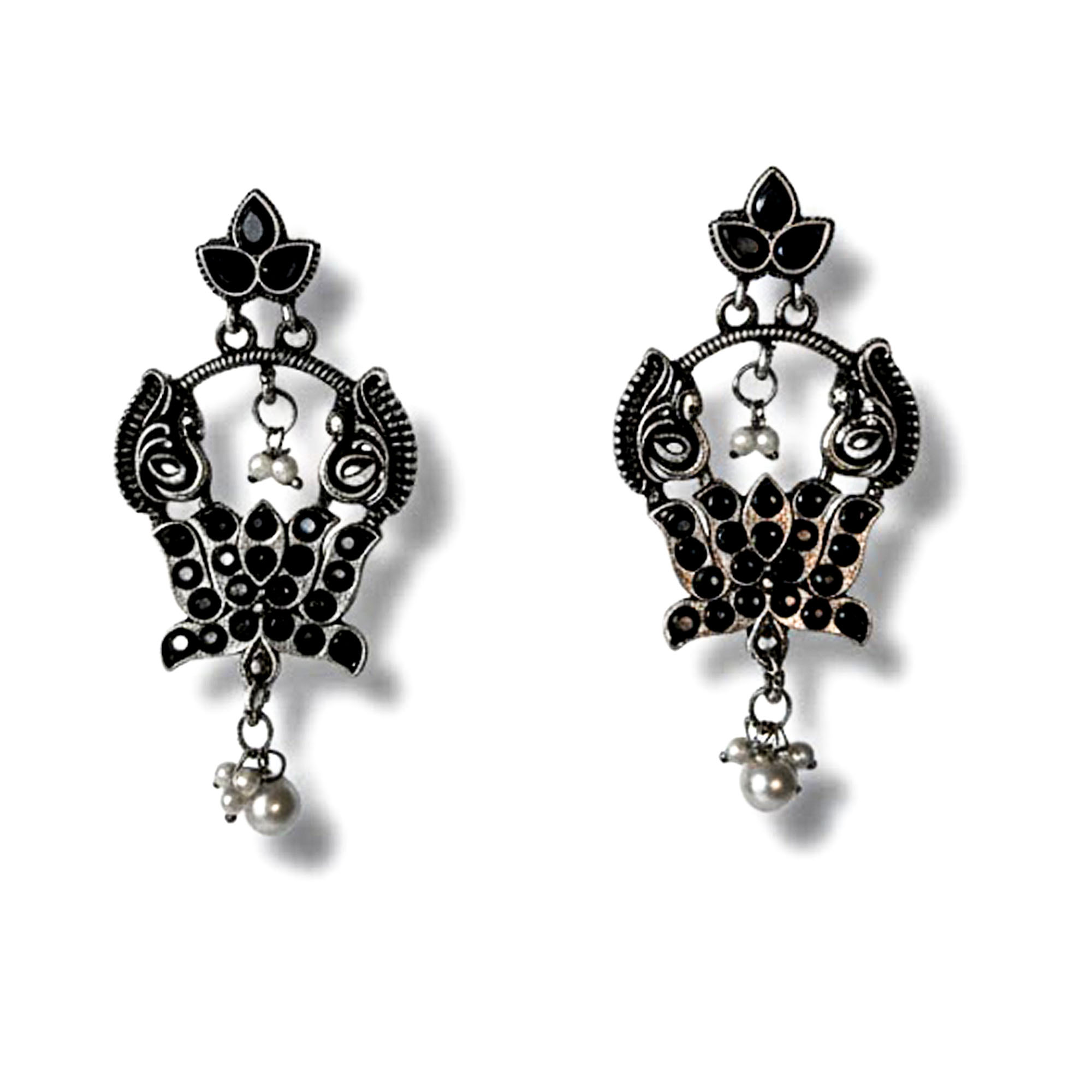 black Ethnic Black Jhumka Earrings - Image 1