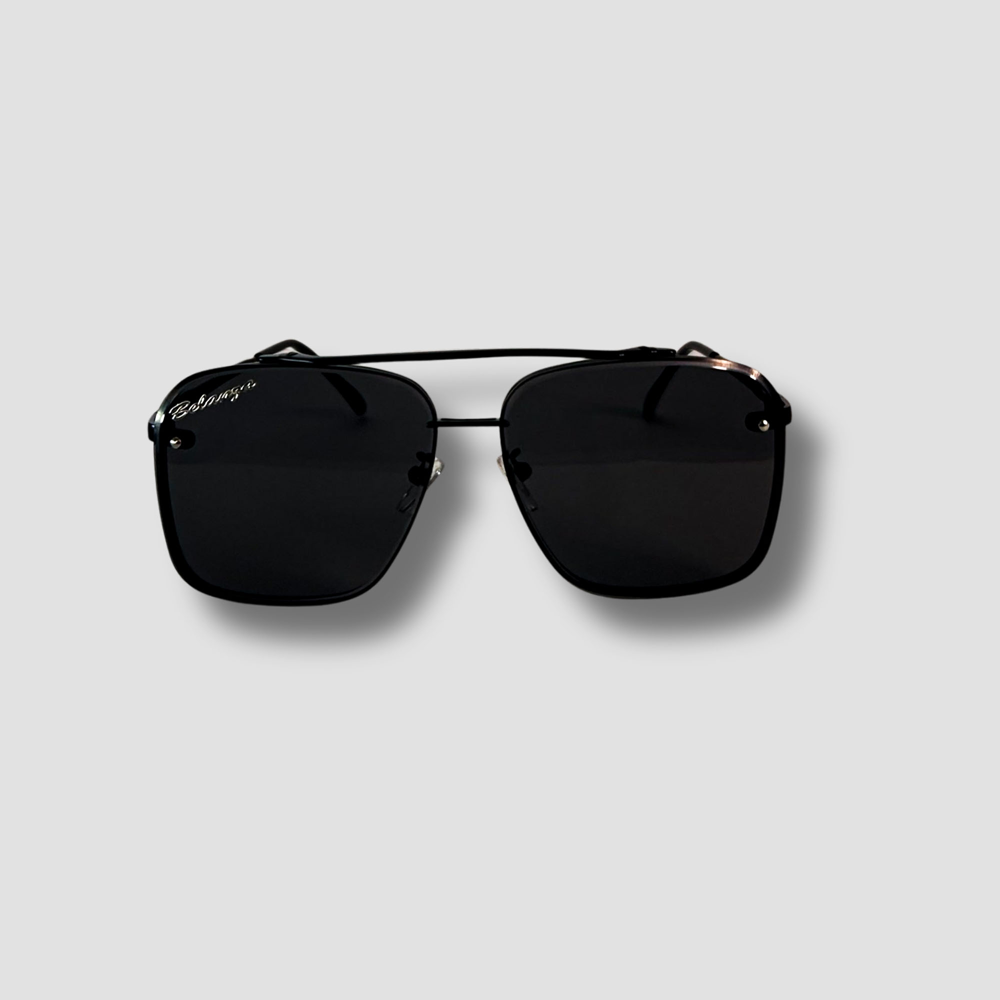 black1 Square Black Metal Sunglasses - Image 1