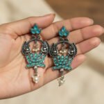 Ethnic Green Jhumka Earrings - Image 5