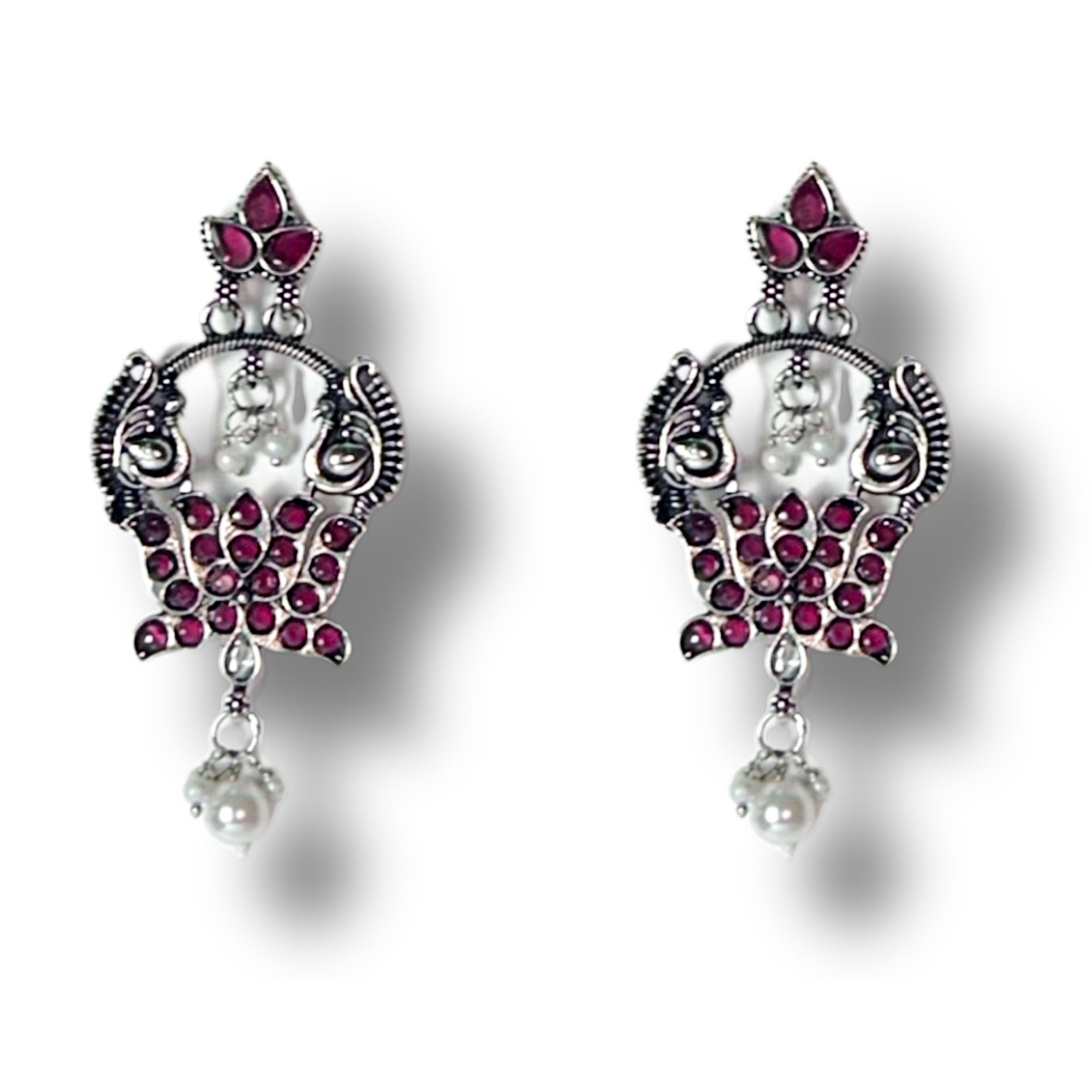 pink Ethnic Pink Jhumka Earrings - Image 1