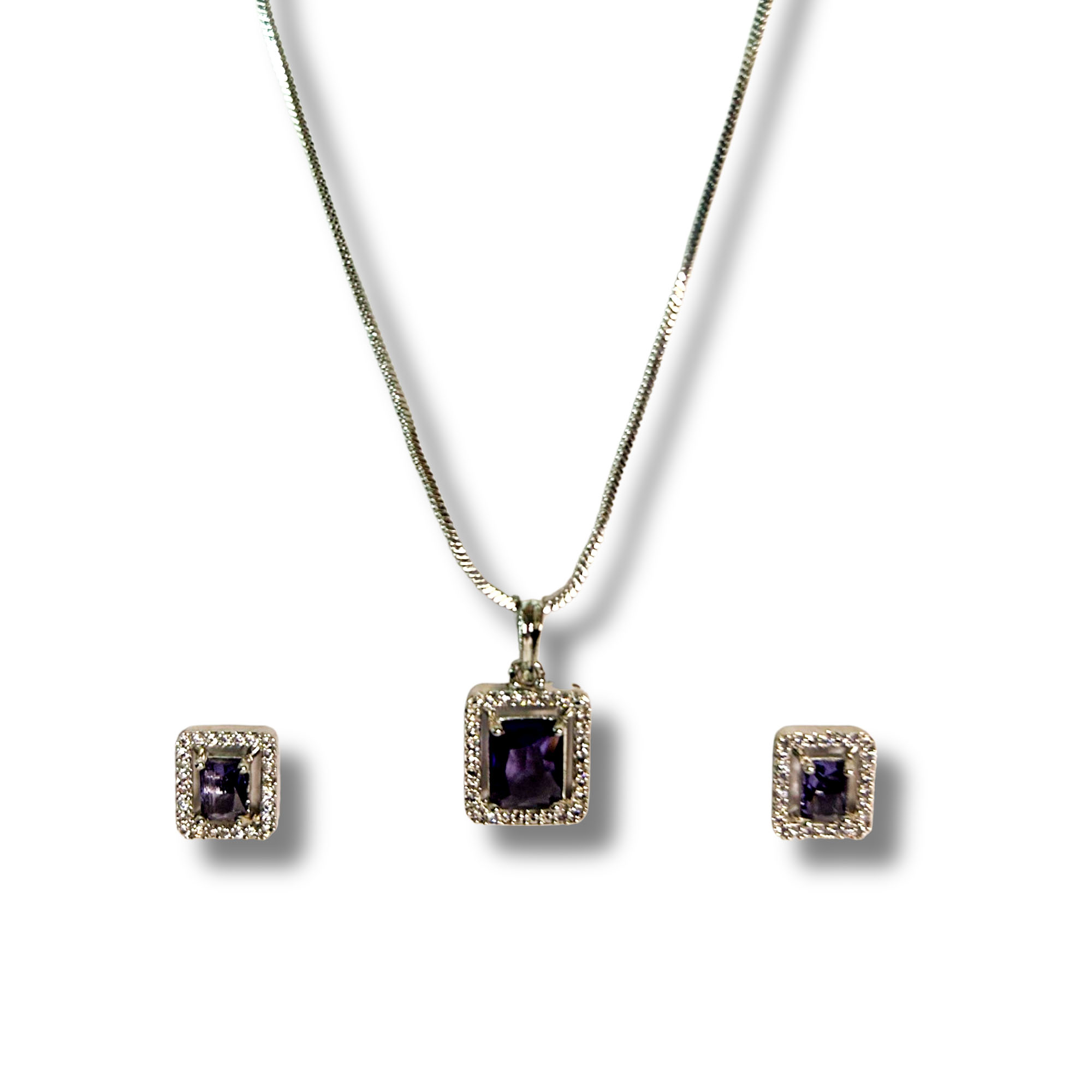 purple earring pendent Purple Stone Pendant Set - Image 1